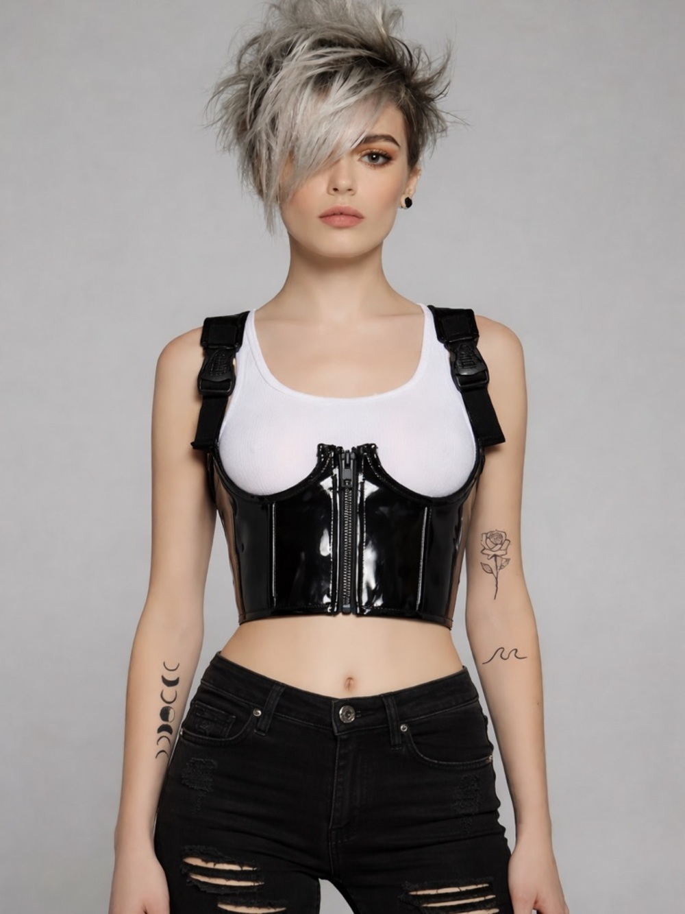 Poster Girl x Dolls kill MY TYPE UNDERBUST CORSET-Black patent sz XL NWT